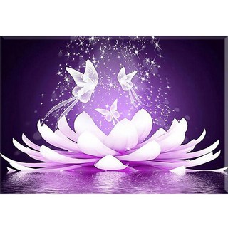 HEYEO DIY 寶石十字繡 畫布型 40 x 50 cm, 1套, 07. 蓮花蝴蝶 KS-001