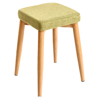 STYLE 可堆疊亞麻高腳方凳/餐椅/化妝椅, 綠色 + 木色, 1個