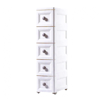 STYLE 格調 北歐系唯美雕花紋小圓手把五層抽屜收納櫃 夾縫櫃, 單色, 83x20x37.5cm
