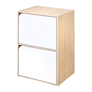 HOPMA 合馬家具 斯麥可堆疊二門收納櫃 Set 2個, 淺橡木配時尚白