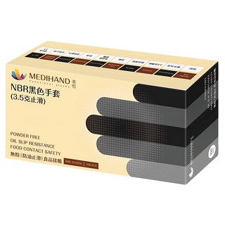 MEDIHAND 美恆 NBR止滑手套, 黑色, M, 1盒