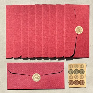 리드홈 프리미엄 린넨 용돈봉투 10p + 스티커 12p 세트, 버건디, 1세트