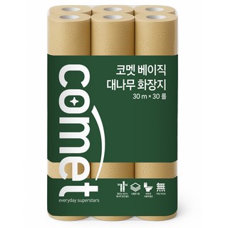 코멧 베이직 대나무 화장지, 1팩, 30롤, 30m