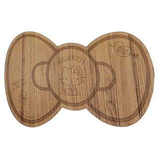 Hello Kitty 凱蒂貓 櫸木砧板 天然櫸木 正反雙用 隔熱餐盤, 360 x 220 x 15mm, 蝴蝶結造型, 1個