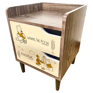 收納王妃 迪士尼床邊櫃 40 x 40 x 53cm, 小熊維尼 木色, 1件