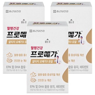 Chong Kun Dang 鍾根堂 rTG Omega-3雙效魚油軟膠囊, 60顆, 3盒