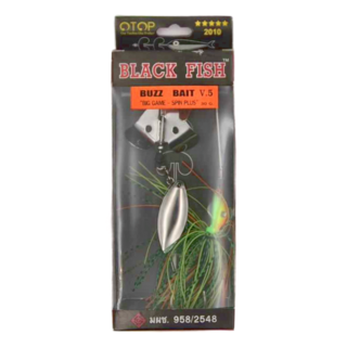 Black Fish 搖滾巴雜亮片版 Buzzer Willow 泰國手工路亞 #13, 綠色 + 橘色 + 黃格, 30g, 1個