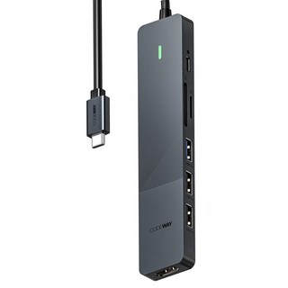 CODEWAY USB Type-C 多孔集線器 隨插即用 高相容 高效能 7孔, 1個, 灰色