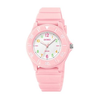 SKMEI 時刻美 兒童款可旋轉時差盤石英錶, ABS錶殼, TPU錶帶, 不鏽鋼錶扣錶底, 50米防水, 240 x 40 x 11mm, 粉色