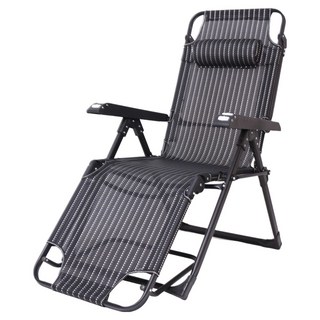 多功能摺疊可調節平躺透氣躺椅 加粗扁管 穩固承重 透氣特斯特林 腿部10檔調節 按摩扶手, 黑色