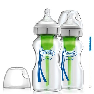 닥터브라운 와이드넥 옵션스 플러스 유리 젖병 2p, 혼합색상, 270ml, 1개
