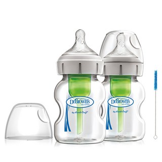 닥터브라운 와이드넥 옵션스 플러스 유리 젖병 트윈팩, 혼합색상, 150ml, 2개