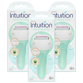 인튜이션 내추럴 여성제모기 알로에 그린 핸들 + 면도날 2p, 3세트