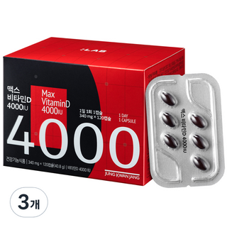 정관장 정품 맥스 비타민D 4000IU 40.8g, 120정, 3개