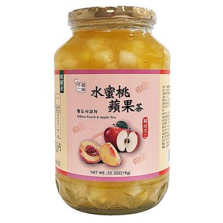 韓味不二 水蜜桃蘋果茶果醬，富含果肉，補充能量, 1kg, 1入, 1罐