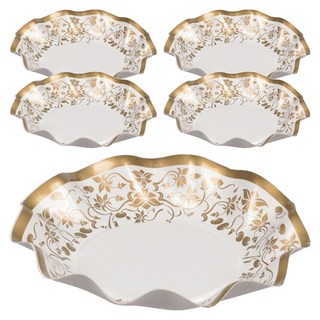 PEARL LIFE 珍珠金屬 WAVE系列 一次性餐具 金色波紋淺碗 D-303 17cm, 5個, 1組