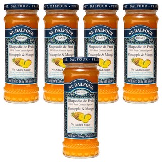 ST.DALFOUR 聖桃園 鳳梨芒果果醬284g*5罐, 法國進口, 天然無添加, 多用途抹醬, 284g