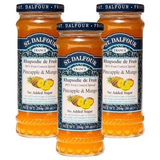 ST.DALFOUR 聖桃園 鳳梨芒果果醬 284g*3罐組, 法國進口天然果醬, 無添加安心美味, 3罐