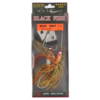 Black Fish V6巴雜 Buzzer路亞 泰國手工不鏽鋼骨極強悍連結特粗鉤, 橘黃色, 29g, 1個