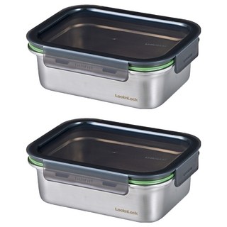 LocknLock 樂扣樂扣 Stackable 不鏽鋼保鮮盒 400ml, 2個, 盒身 + 上蓋