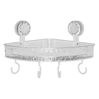 冰川紋吸盤置物架 轉角款, 透明白, 1個