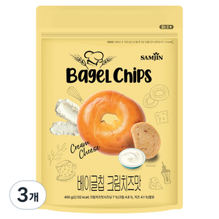 SAMJIN 三進 貝果脆片 奶油起司口味, 3包, 400g