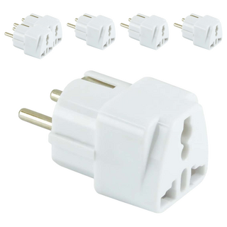 Dr.AV 聖岡科技 歐規大圓萬國轉換插頭 250V 16A NWA-9 歐盟認證, 白色, 6個