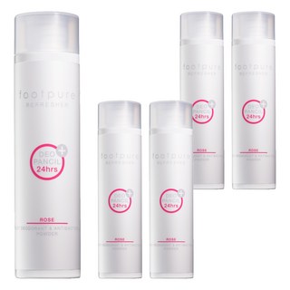 FOOTPURE 第三代鞋蜜粉 玫瑰香氛 抗菌防止腳臭 吸附腳汗保持乾爽 穿鞋不穿襪, 100ml, 5瓶