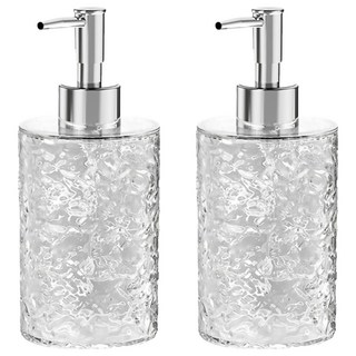 冰川紋分裝瓶 圓形400ml 透銀色 - 乳液沐浴乳洗手液分裝適用, 2個