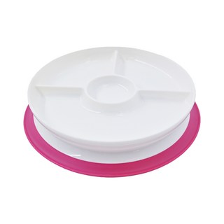 OXO tot 分隔餐盤-莓果粉 超強吸力吸盤 輔助小孩練習吃飯不打翻, 1個