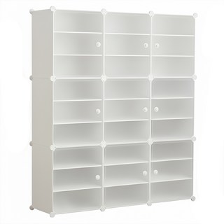 側開式組合鞋櫃 3列9層 124 x 32 x 139cm, 白色, 1個