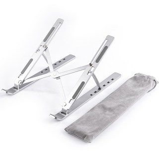 누아트 높이조절 휴대용 알루미늄 접이식 아이패드/맥북/노트북 15.6인치 호환 쿨링 거치대 + 전용 파우치 포함, 실버, 1개