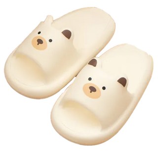 沐慕家居 小熊EVA浴室熊掌拖鞋 細細條XIXITIAO品牌, 米白色, 1雙