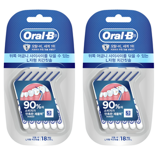 오랄비 치간칫솔 L자형, 18개입, 2개