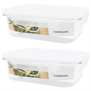 LocknLock 樂扣樂扣 可堆疊長方形密封保鮮盒, 2個, 白色