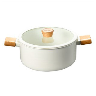 ANDY MAY2 日式櫸木柄陶瓷不沾湯鍋, 24cm, 白色, 1個