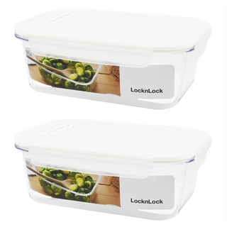 LocknLock 樂扣樂扣 可堆疊長方形密封保鮮盒, 1.2L, 2個