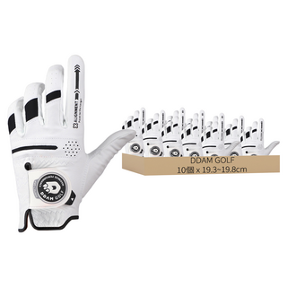 DDAM GOLF 男性防滑高爾夫手套 左手用, 白色, 10個