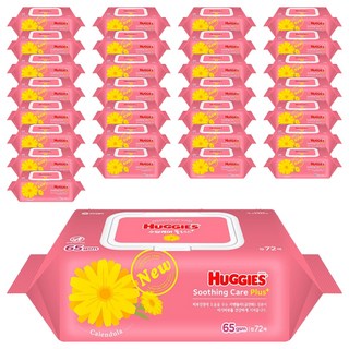 하기스 수딩케어 플러스 아기물티슈 캡형, 65g, 72매, 60개