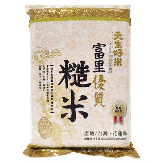 天生好米 富里優質糙米 台灣花蓮產地, 1包, 3kg