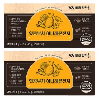 Vitamin Village 蜂蜜檸檬薑汁熱康普茶隨身包, 4g, 10條, 2盒