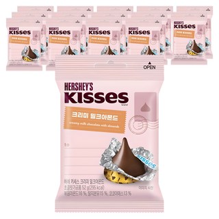 HERSHEY'S 好時 Kisses水滴杏仁夾餡牛奶巧克力, 15袋, 52g