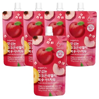 sugarlolo 蒟蒻果凍飲 水蜜桃&李子口味, 150g, 5個