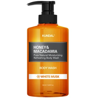KUNDAL 昆黛爾 蜂蜜澳洲堅果保濕沐浴露 White Musk, 500ml, 1瓶