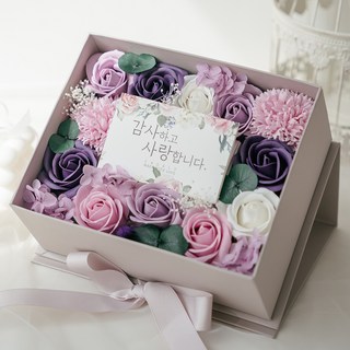 LASALT 繡球永生花鈔票禮物盒, 紫色, 1組