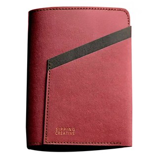 SIPPING CREATIVE 俬品創意 護照夾 紙革+毛氈材質 台灣設計, 14.5 x 11 x 0.8cm, 醇酒紅