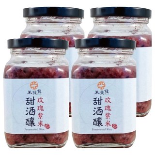 米發發 手作玫瑰紫米甜酒釀, 溫潤滋補, 可直接食用, 300g, 4罐