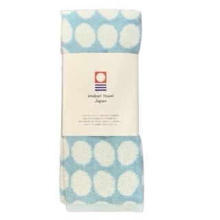 今治毛巾 日本內銷款 水玉長毛厚實毛巾 85 x 32cm 藍色, 1條