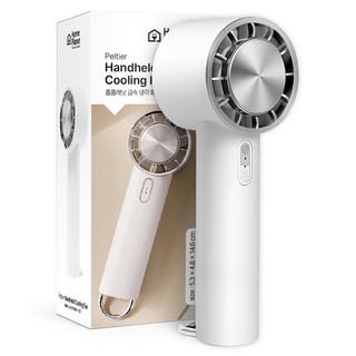 홈플래닛 급속 냉각 에어컨 무선 휴대용 손 선풍기 + 스트랩, 화이트