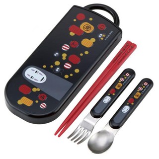 Skater AG抗菌三合一餐具組, 筷子 + 叉子 + 湯匙 + 筷盒, 宮崎駿 無臉男燈籠款, 1套